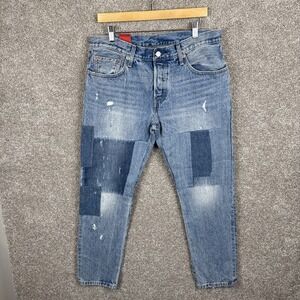 Levi's 501 CT Jeans Men's 34x31 Blue Button‎ Fly Denim Pants Patch Distressed